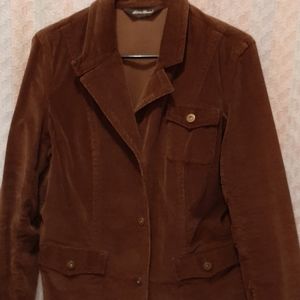 Eddie Bauer Chocolate Brown Fall Autumn Corduroy Blazer Size 12 Petite